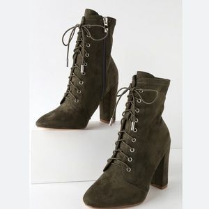 Lulus Lace-Up Boots Heeled Women’s 6.5 Black